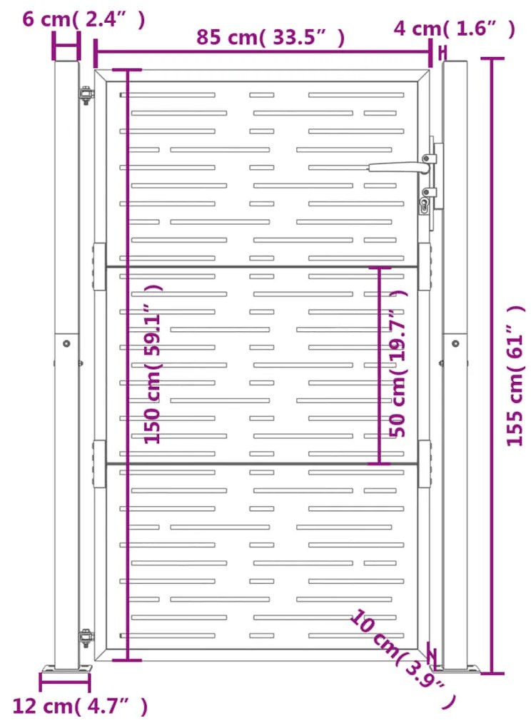 Portão de jardim 105x155 cm aço design quadrados antracite