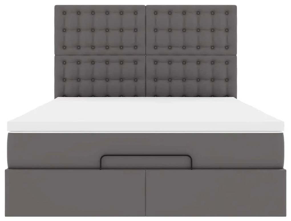 Estrutura de cama otomana com colchão 140x190 cm cinzenta
