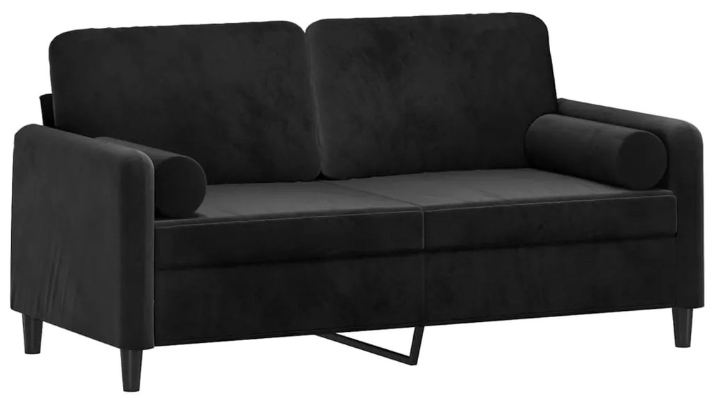 Sofá 2 lugares c/ almofadas decorativas 140 cm veludo preto