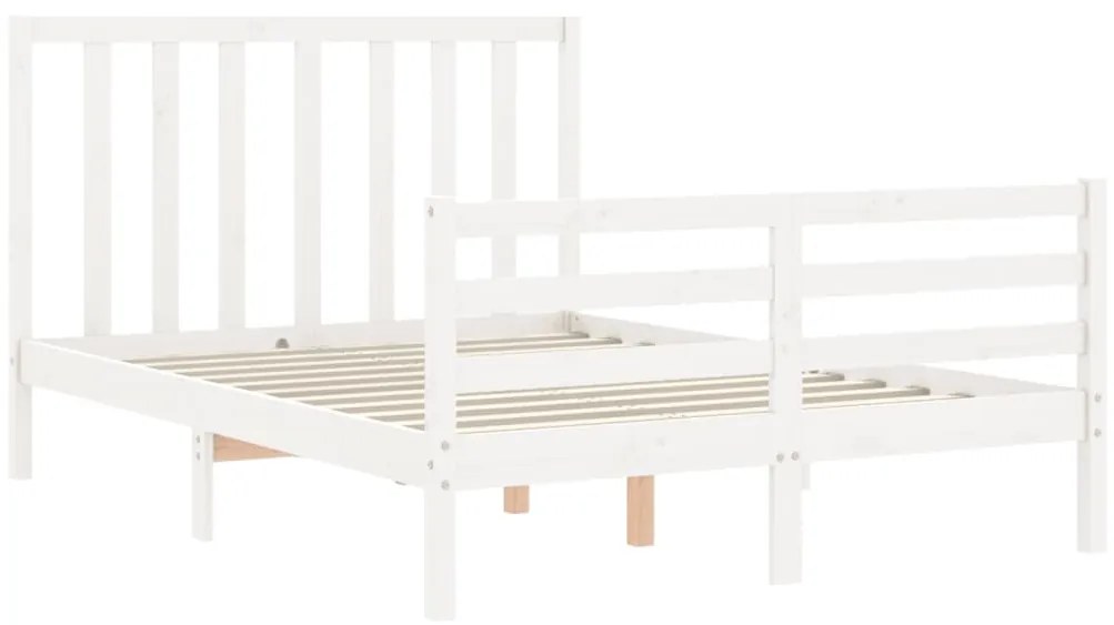 Cama sem colchão 140x200 cm madeira de pinho maciça branco