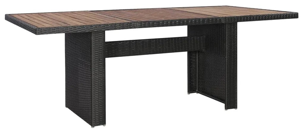 7 pcs conjunto jantar exterior com almofadões vime PE preto