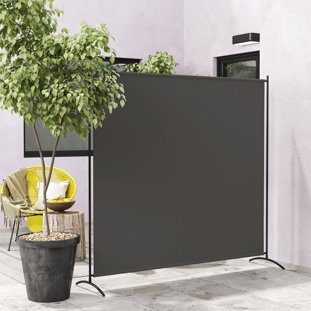Biombo de exterior de painel único, divisória de 180 cm de altura com proteção UV30+, cinzento escuro