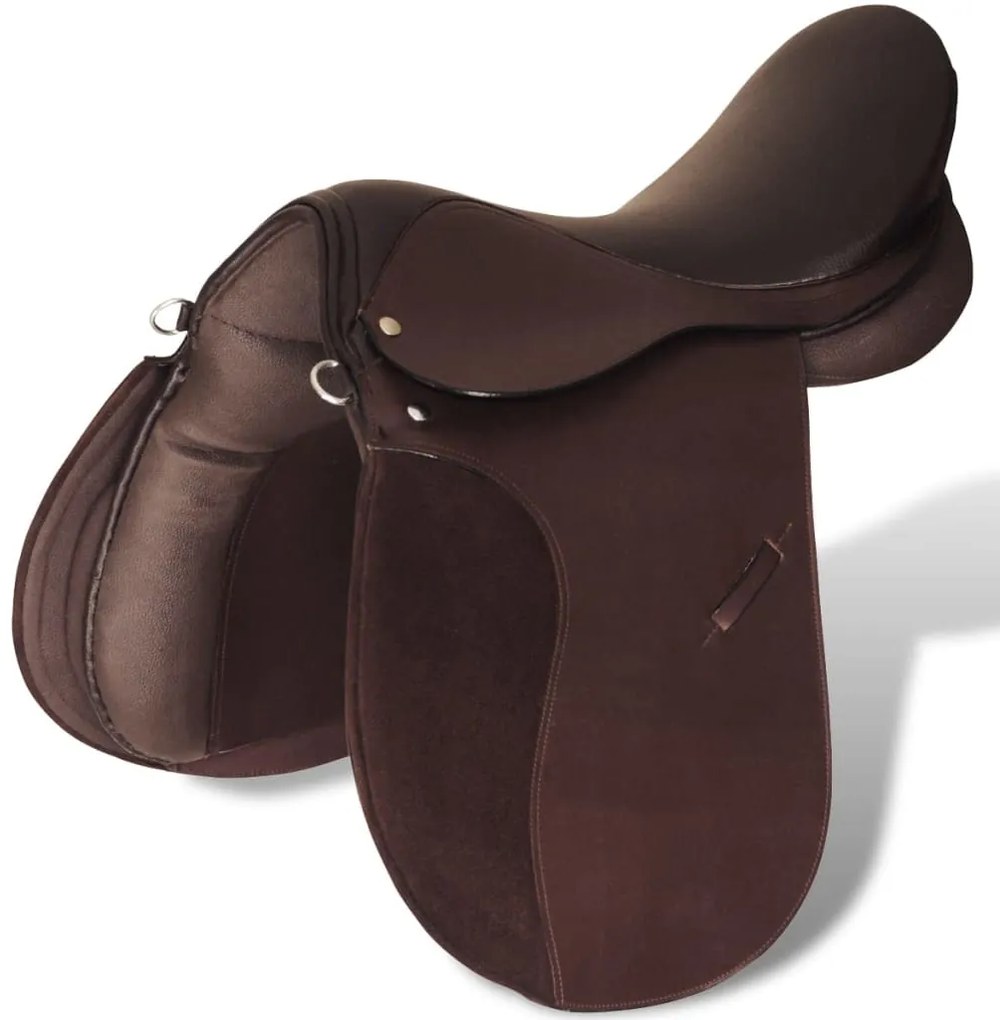 Sela para equitação 17,5", couro natural 18 cm 5-in-1 / Marrom
