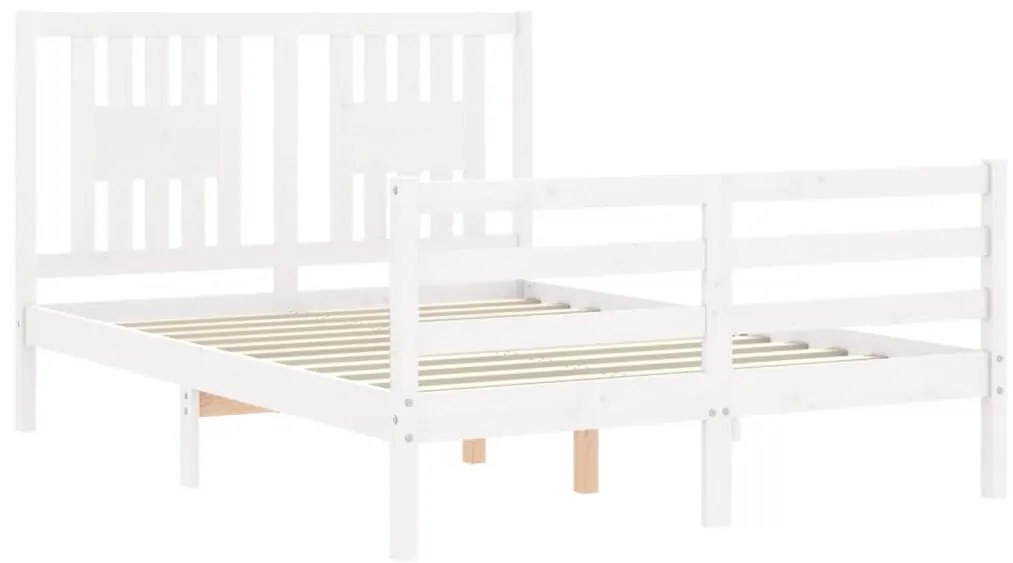 Estrutura de cama de casal c/ cabeceira madeira maciça branco