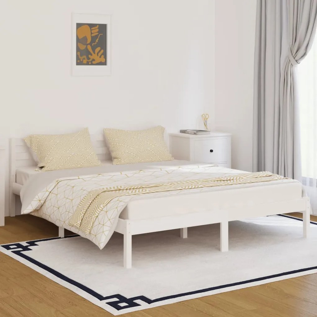 Estrutura de cama 160x200 cm pinho maciço branco