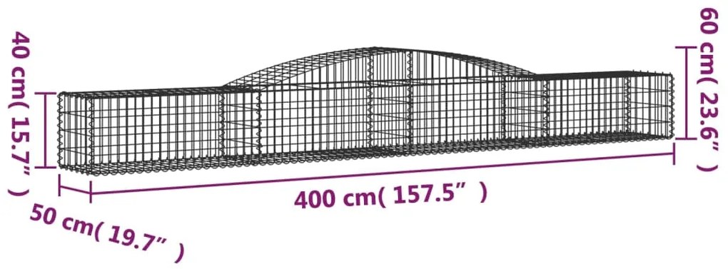 Cestos gabião arqueados 10 pcs 400x50x40/60cm ferro galvanizado