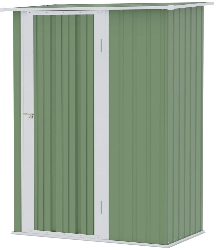 Abrigo de Jardim 1,07㎡ 142x84x189 cm Abrigo de Armazenamento Abrigo de Ferramentas com Teto Inclinado e Porta Verde Claro