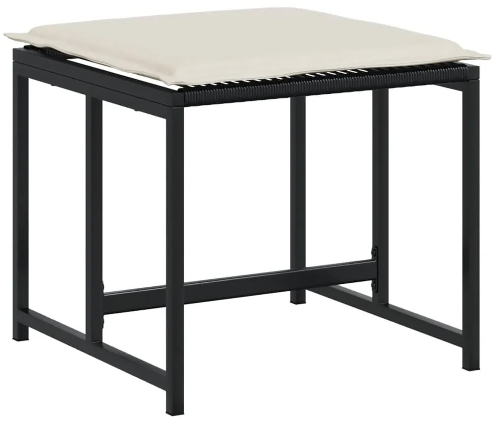 15 pcs conjunto de jantar p/jardim com almofadões vime PE preto