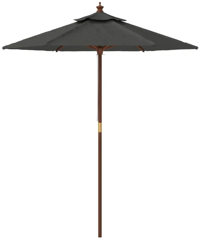 Guarda-sol de jardim com poste de madeira 196x231 cm antracite