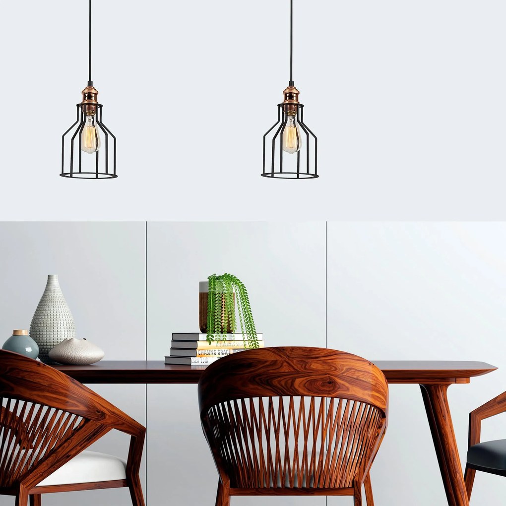 Candeeiro de Teto Alacati – Preto e Bronze – Diâmetro 17 cm