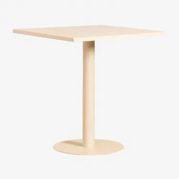 Mesa de jantar quadrada de metal (70x70 cm) Mizzi Beige de Amêndoa - Sklum
