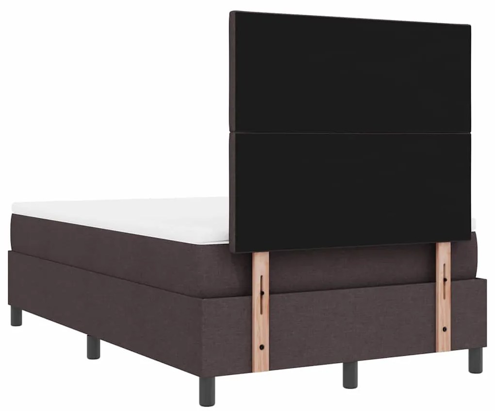 Cama Box com Colchão e LED Castanho Escuro, 120 x 200 cm Tecido