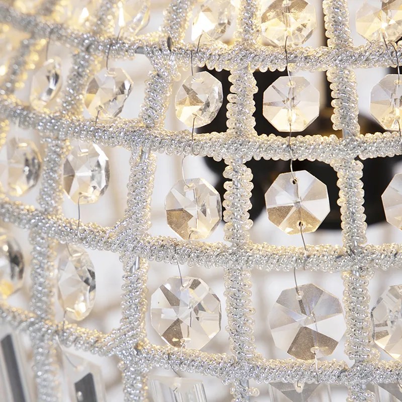 Candeeiro de suspensão Art Deco cristal com dourado 35 cm - Kasbah