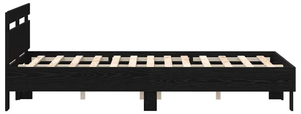 Estrutura de Cama Sólida Carvalho Preto Madeira Sólida 120 x 200 cm