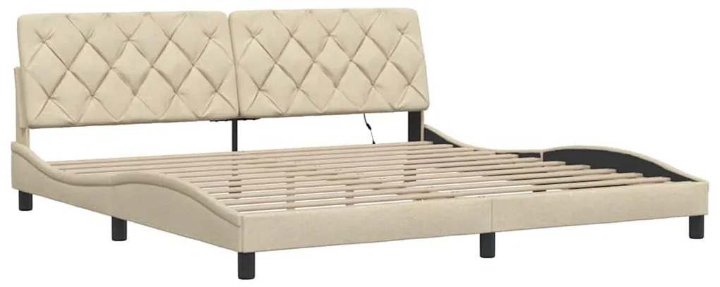 Estrutura de cama com LED sem colchão 200x200 cm tecido creme