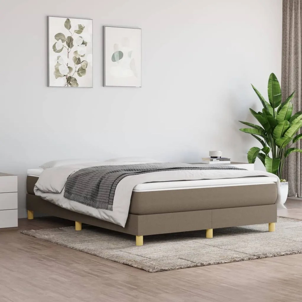 Cama sem colchão 140x190 cm tecido castanho-acinzentado