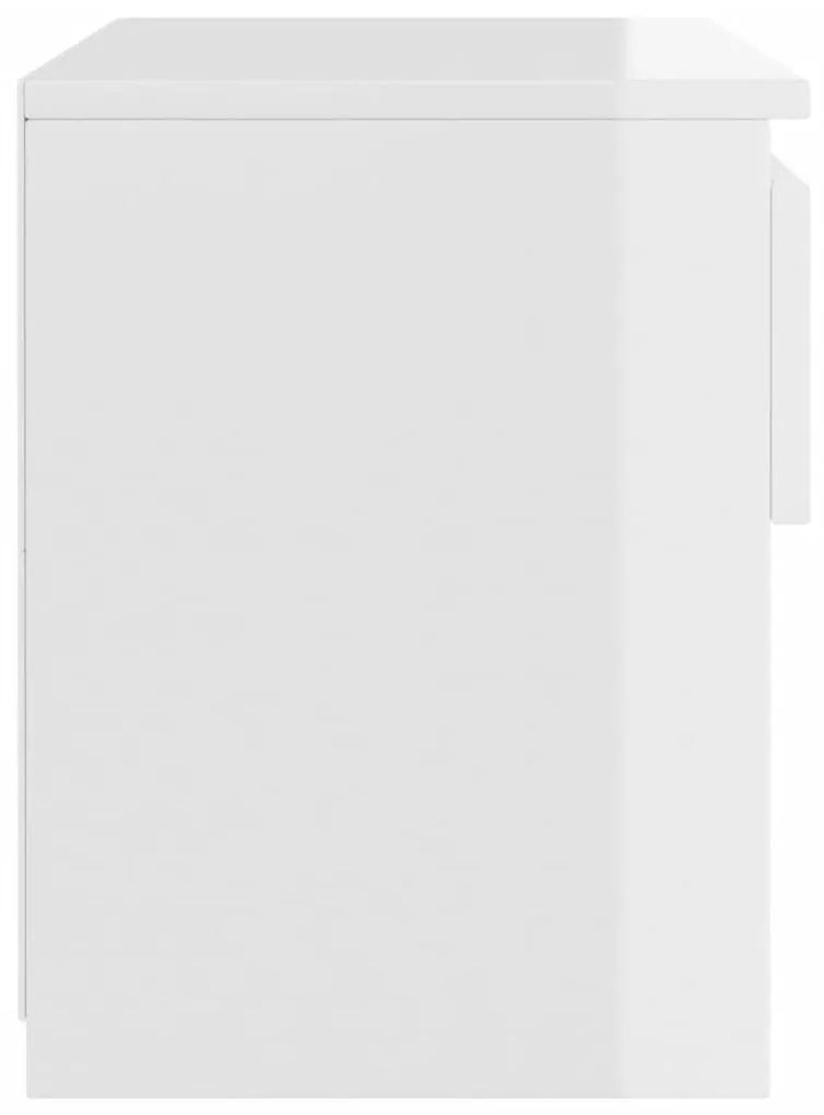 Mesas de cabeceira 2 pcs 40x30x39 cm contrapl. branco brilhante