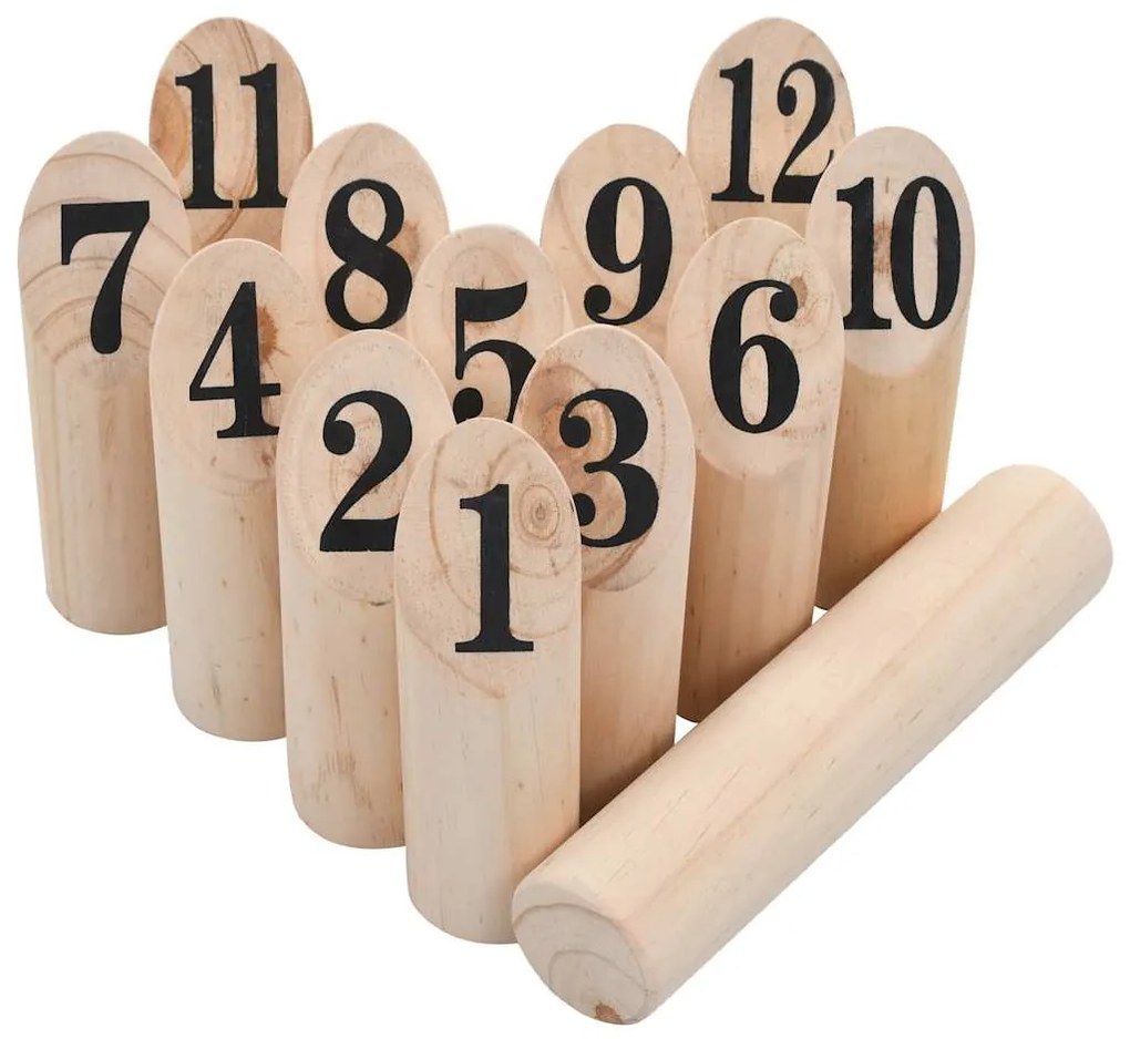 Conjunto de jogo kubb numerado em madeira