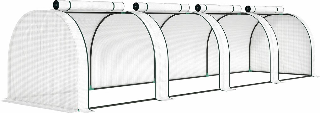 Outsunny Estufa, estufa de filme resistente ao inverno com porta enrolável com zíper 395 x 100 x 80 cm Branco | Aosom Portugal