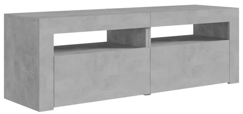 Móvel de TV com luzes LED 120x35x40 cm cinzento cimento