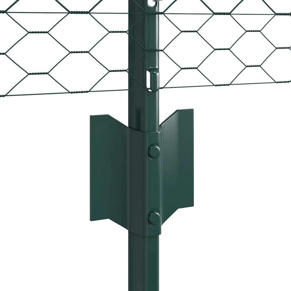 Postes de Cerca vidaXL 11 pcs Canal U Verde 60 cm Aço