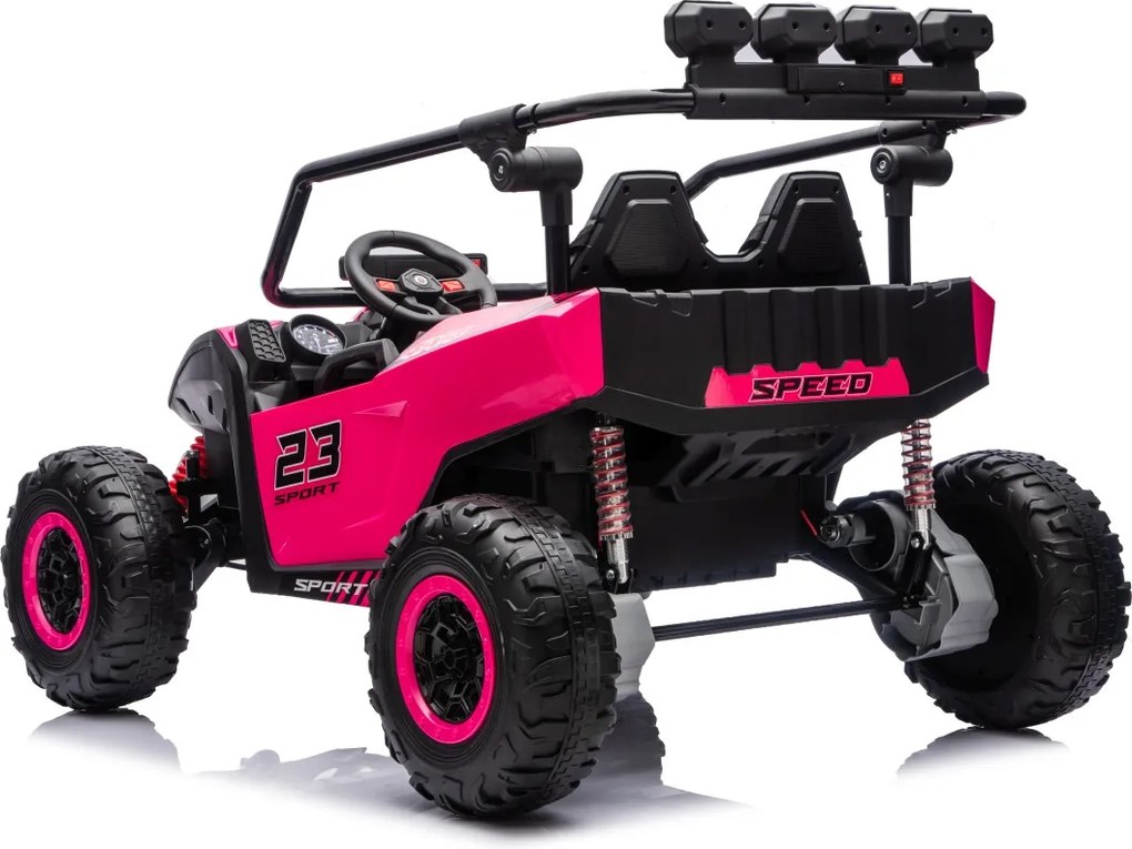 Buggy elétrico para Crianças 24V, 4x200W, 2 lugares TURBO 23, Rodas Espuma EVA, Assento Couro ecológico Rosa
