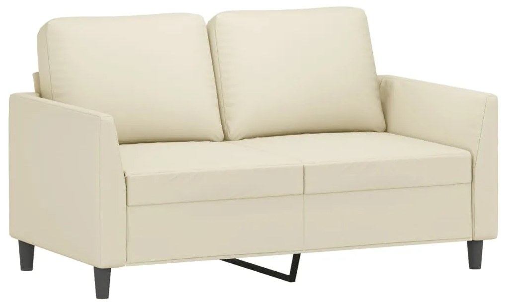 3 pcs conjunto sofás c/ almofadões couro artificial cor creme