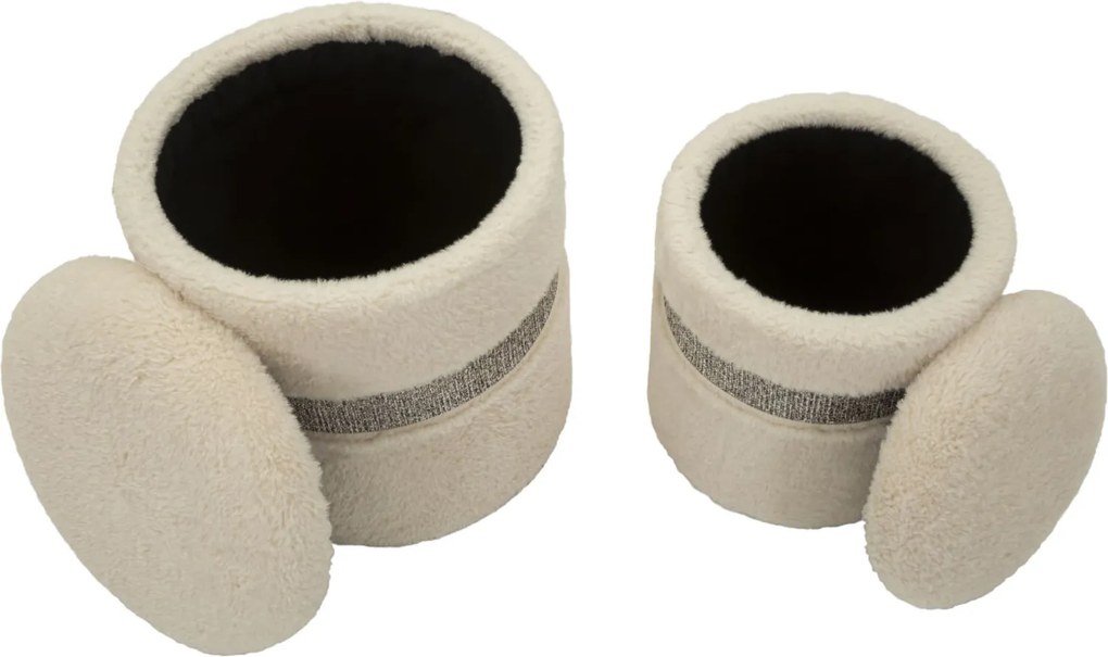 PUFE COM ARMAZENAMENTO 2 PEÇAS SAINT-MORITZ Ø 40X47-32X38 CM CREME