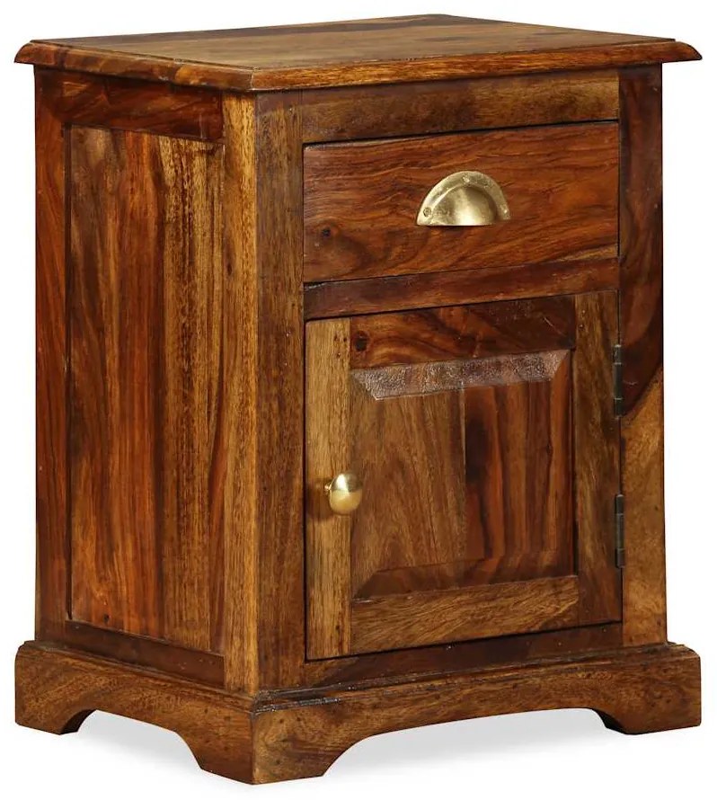 Mesa de cabeceira em madeira sólida de acácia 40x30x50 cm
