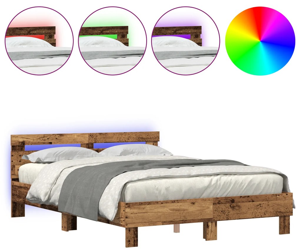 Estrutura de Cama de Madeira Madeira Recuperada 140 x 190 cm