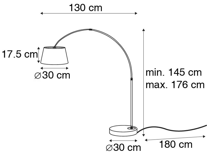 Candeeiro de arco moderno preto com dourado - Arc Basic Moderno