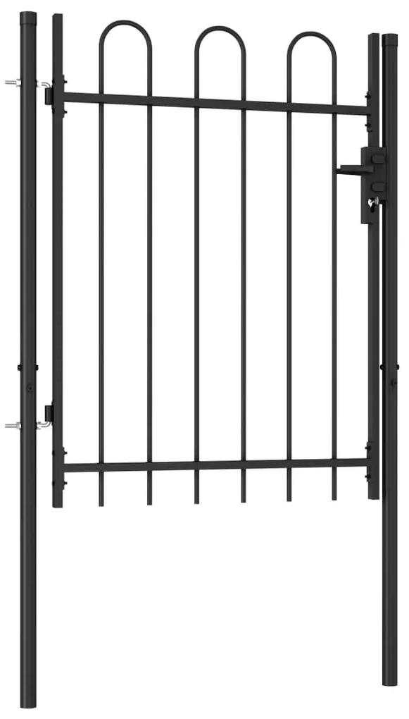 Portão de vedação individual com topo arqueado aço 1x1,2m preto
