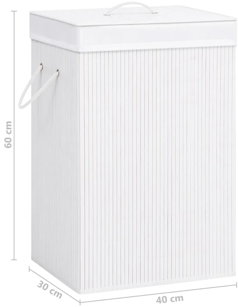 Cesto para roupa suja c/ secção única bambu branco