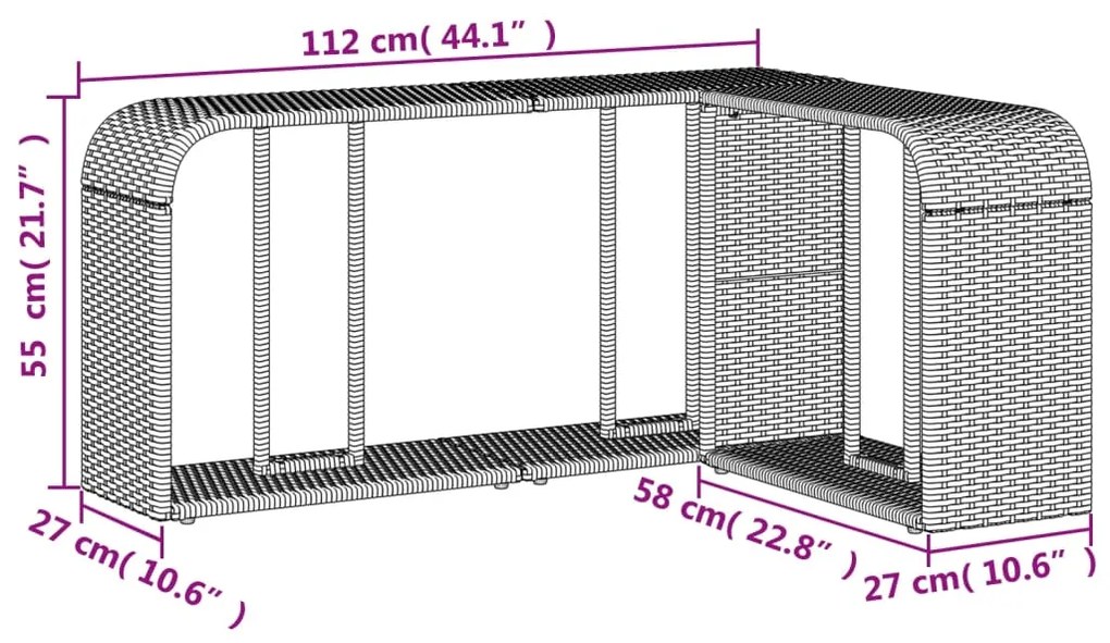 11 pcs conjunto sofás de jardim c/ almofadões vime PE castanho