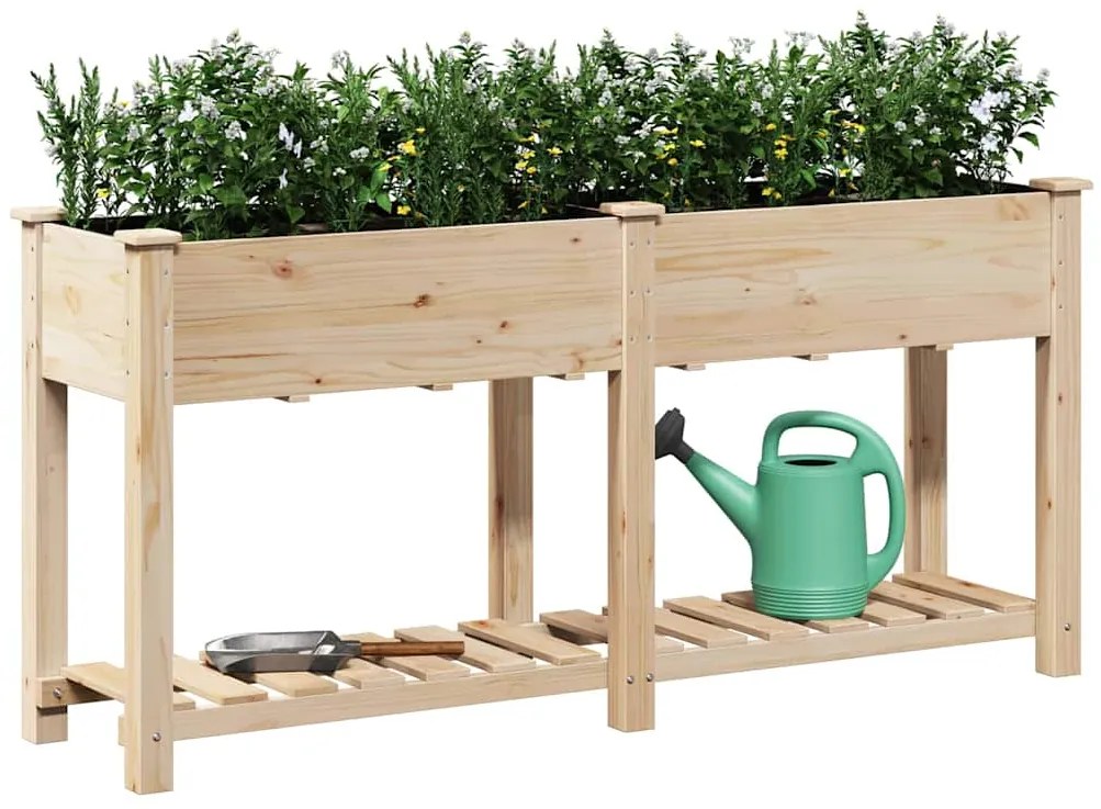 Jardineira vidaXL com Prateleira 161x43x76 cm em Madeira Maciça de Fir