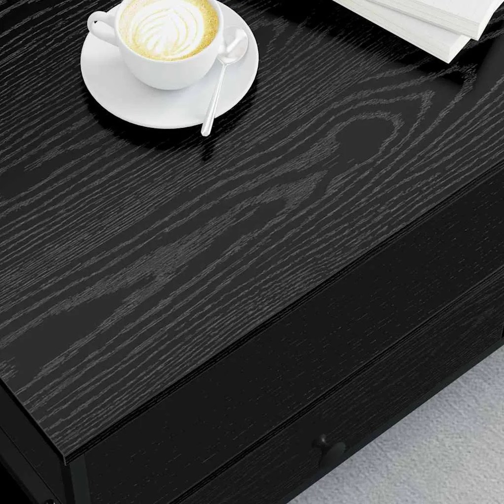 Mesa de centro com gaveta com prateleira Carvalho preto 100 x 51 x 45