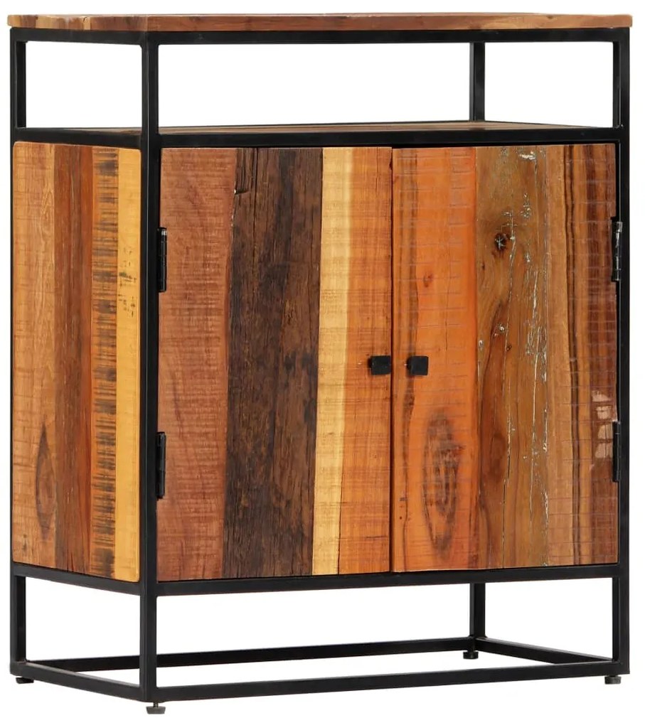 Móvel lateral 60x35x76 cm madeira recuperada maciça e aço