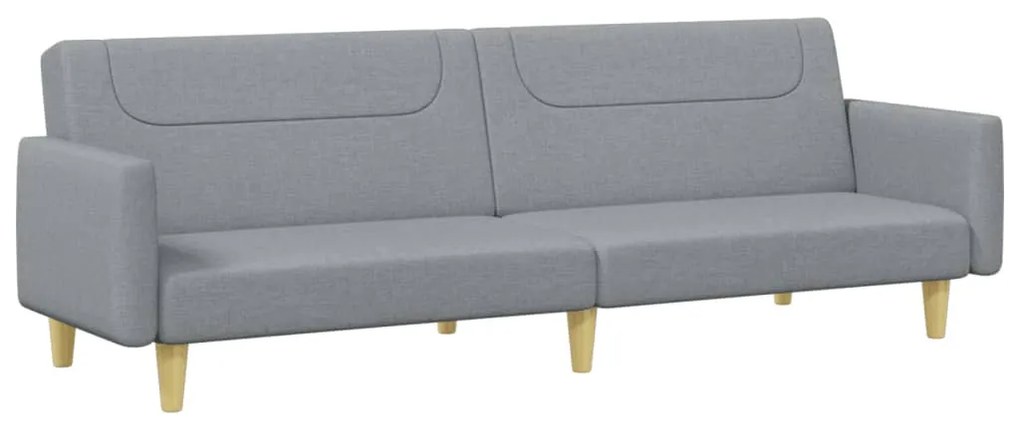Sofá-cama de 2 lugares c/ apoio de pés tecido cinzento-claro