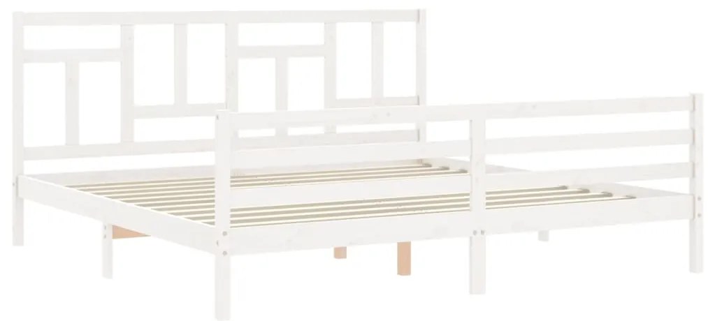 Estrutura de cama com cabeceira 200x200cm madeira maciça branco
