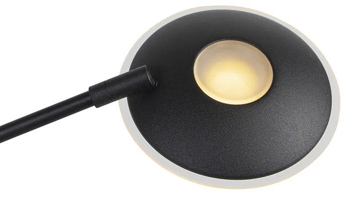 Candeeiro de pé moderno preto com braço de leitura incluindo LED - Ibiza