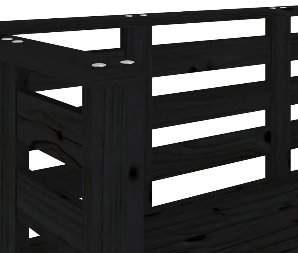 Banco de jardim 111,5x53x71 cm madeira de pinho maciça preto