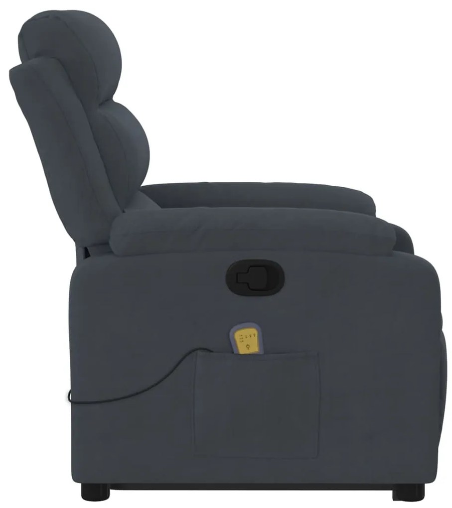 Poltrona elevatória de massagens veludo cinza-escuro