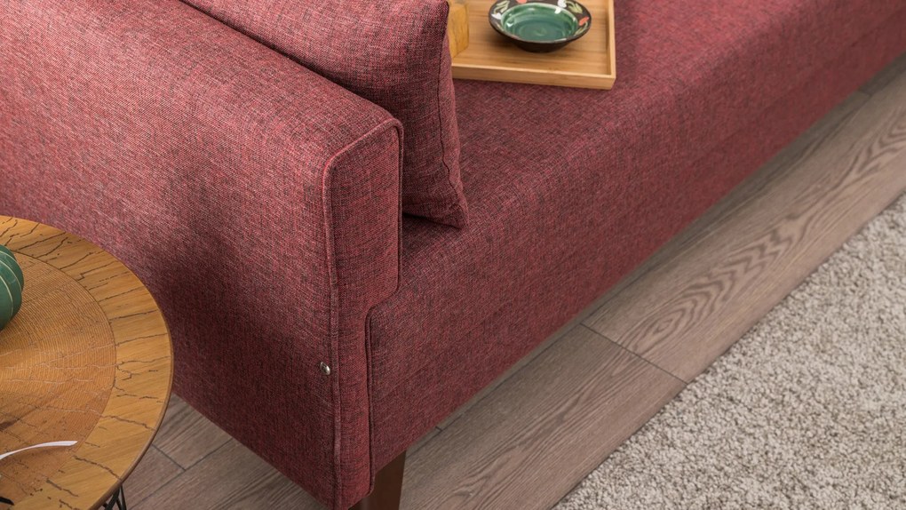 Sofá de 3 Lugares Bella – Vermelho Claret – 208x85x81 cm