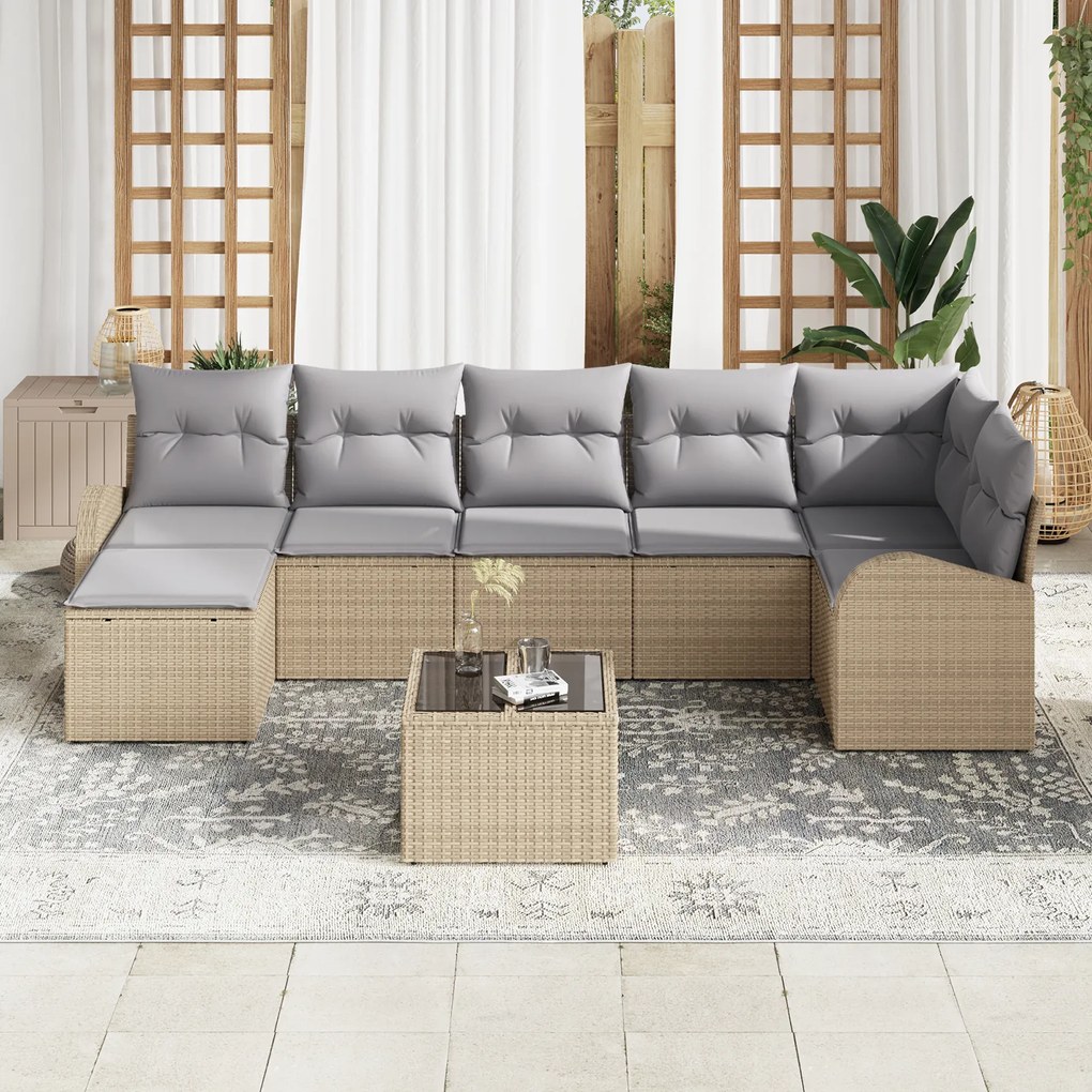 Conjunto de Sofás de Jardim vidaXL com Almofadas Pretas Rattan Sintéti