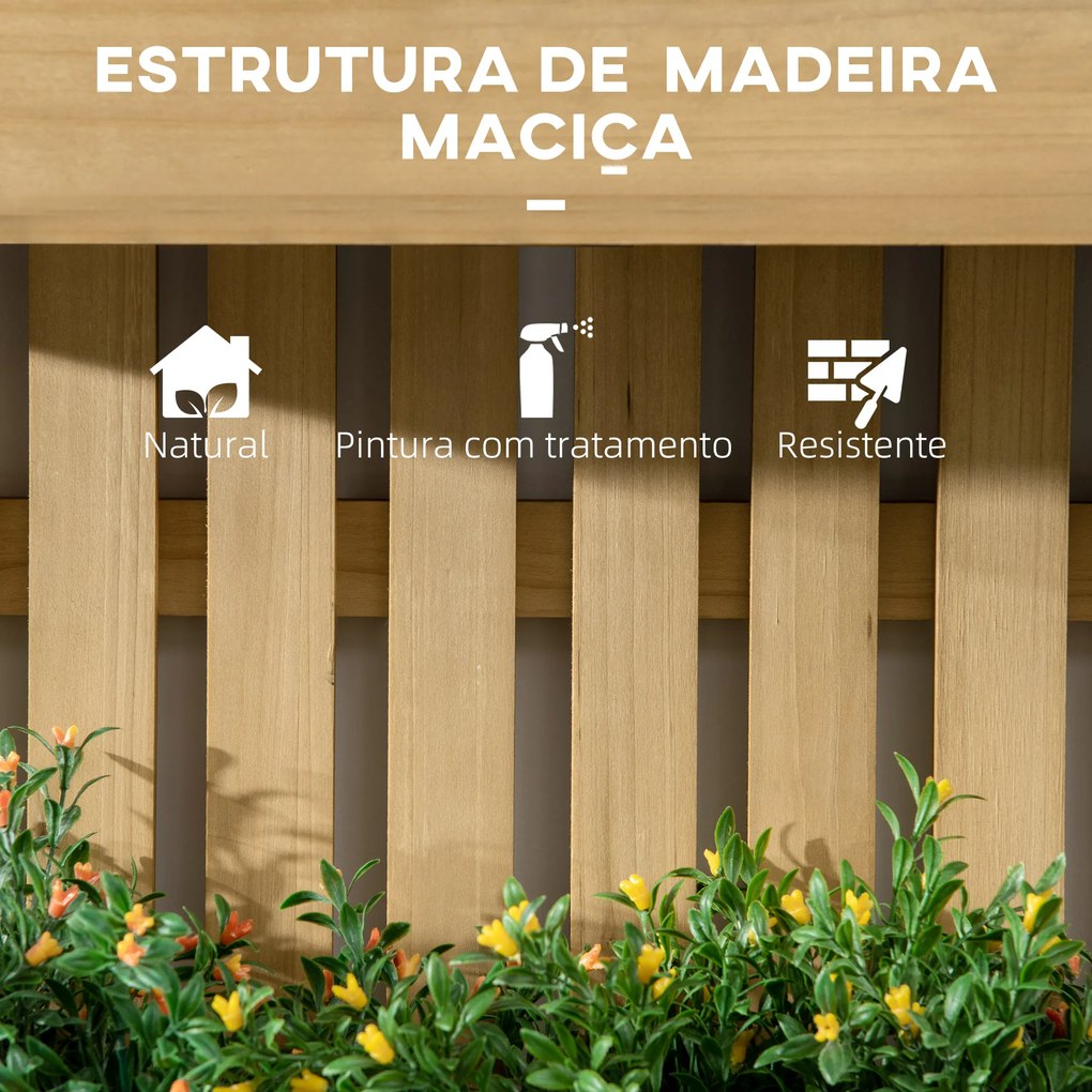 Outsunny Floreira de Parede com Treliça Floreira Vertical de Madeira com 4 Vasos Móveis e Orifício de Drenagem para Jardim Varanda Pátio 60x16x80 cm Madeira