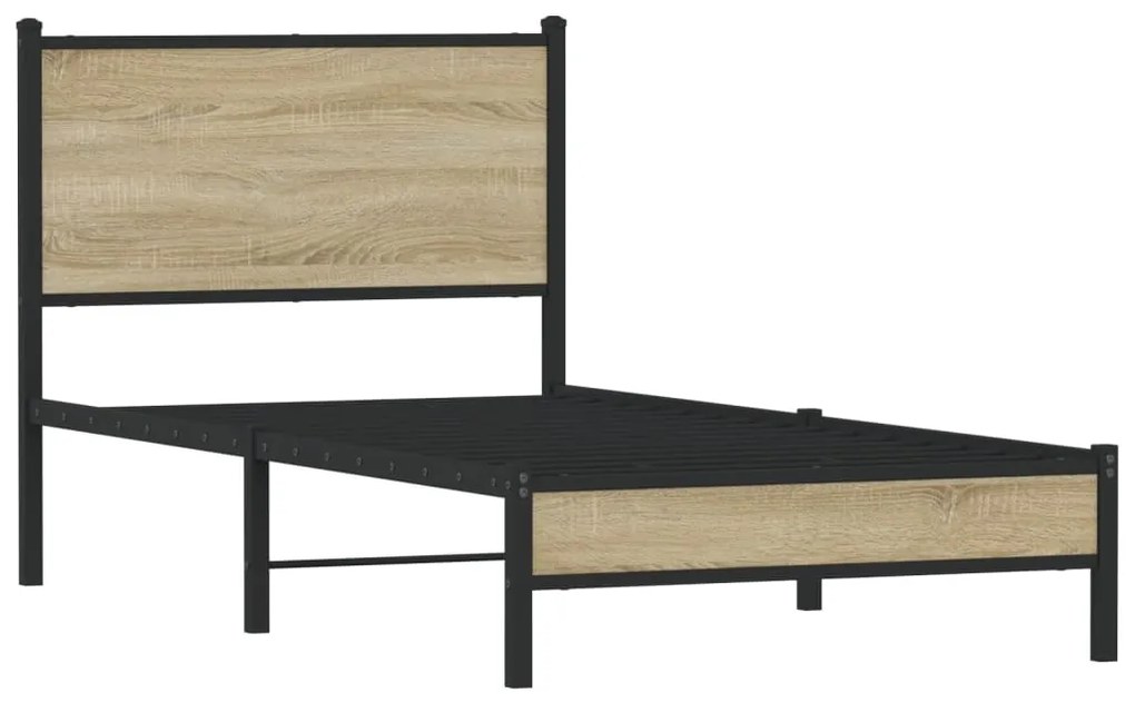 Estrutura de cama sem colchão 90x200 cm metal carvalho sonoma