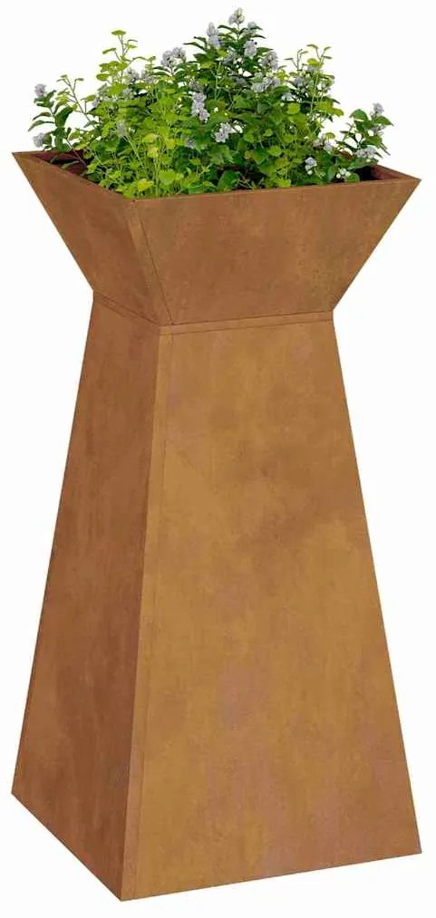 Vasos de pilar de jardim da , 2 peças com tigela de 35x35x73 cm em aço