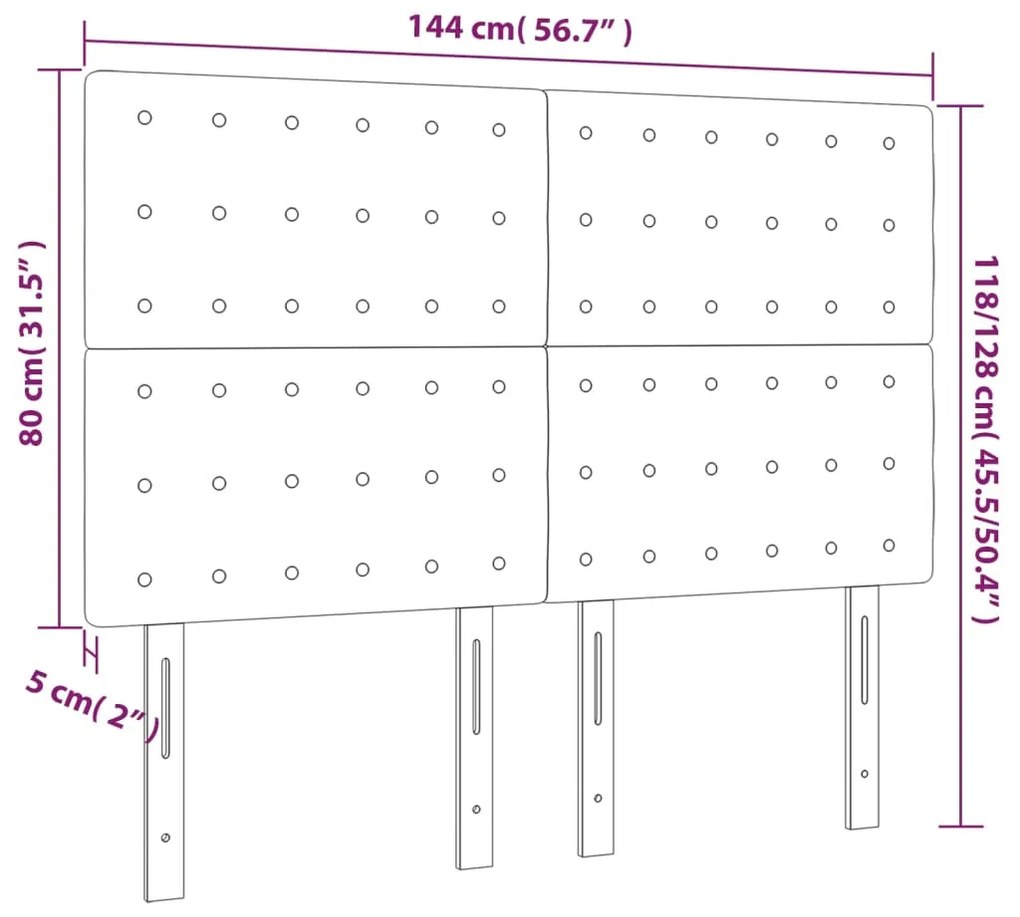 Cabeceira de cama 4 pcs tecido 72x5x78/88 cm preto