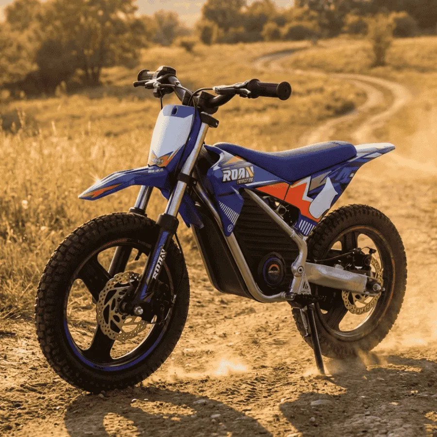 Mini moto elétrica para crianças Minicross electrica 350W 14/14" Warrior MX-E350 Velocidade até 30 km/h Com Limitador Azul