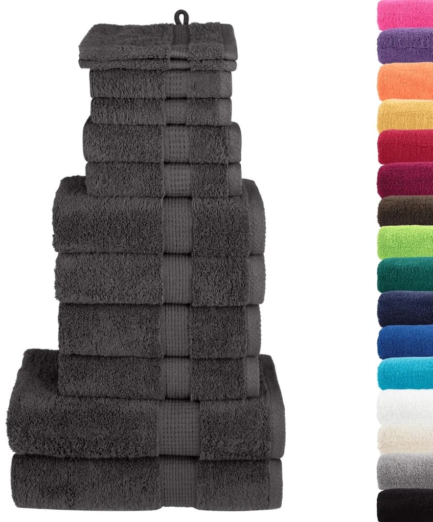 12pcs Conjunto toalhas banho premium SOLUND 600gsm antracite